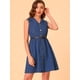 thumbnail image 4 of INSPIRE CHIC Vestido Camisero Sin Mangas De Corte En A Con Botones En La Parte Delantera Y Cintura Alta De Mezclilla Vintage Para Mujer Azul XS, 4 of 5