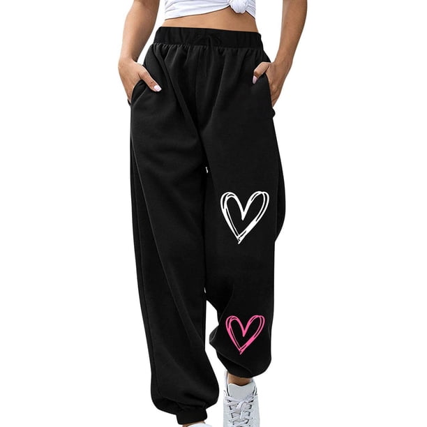 Pantalones deportivos largos Augper para mujer, de moda, para otoño e invierno, para vacaciones, fitness, deportivos, holgados, con estampado y cintura elástica.