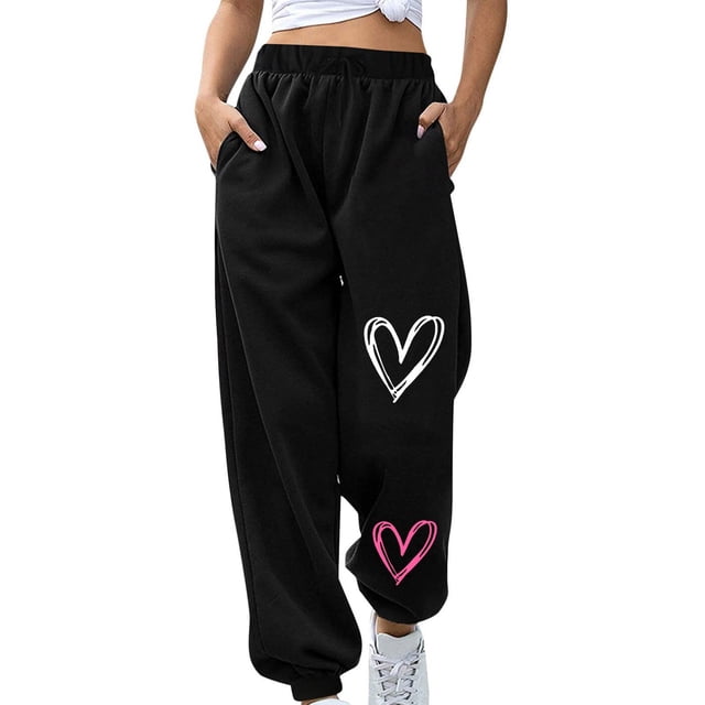Pantalones deportivos largos Augper para mujer, de moda, para otoño e invierno, para vacaciones, fitness, deportivos, holgados, con estampado y cintura elástica.
