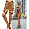 thumbnail image 3 of ToBeInStyle Women's Colorful Opaque Striped Tights Pantyhose Stocking Hosiery - Black/Neonorange - One Size Plus, 3 of 7