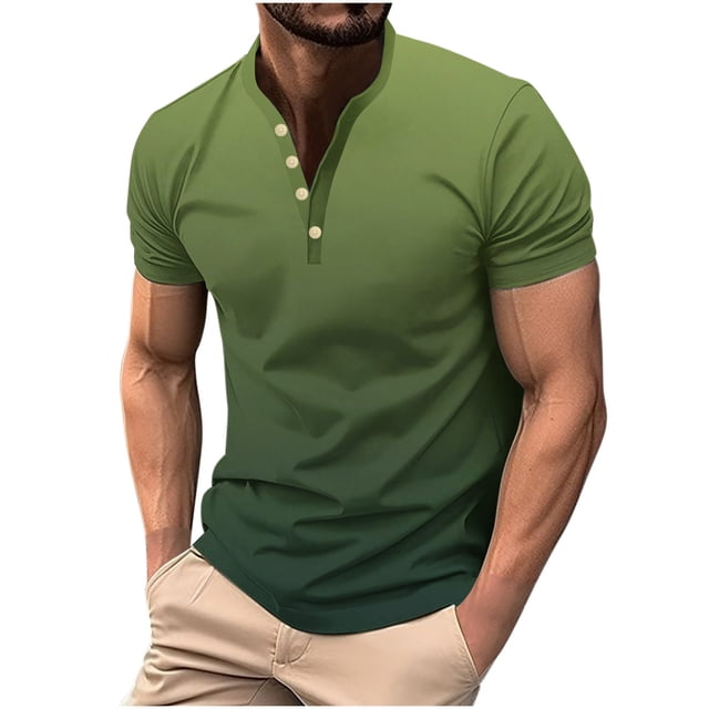 Camisas de Manga Larga para Hombres Mezcla de Polialgodón Sólido, Cuello Redondo Casual Botón Abajo Blusa para Invierno, Moda Y Uso Diario