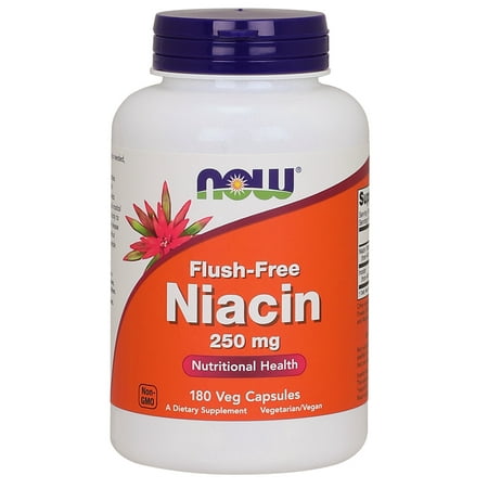 NOW Supplements, Flush-Free Niacin 250 mg, 180 Veg