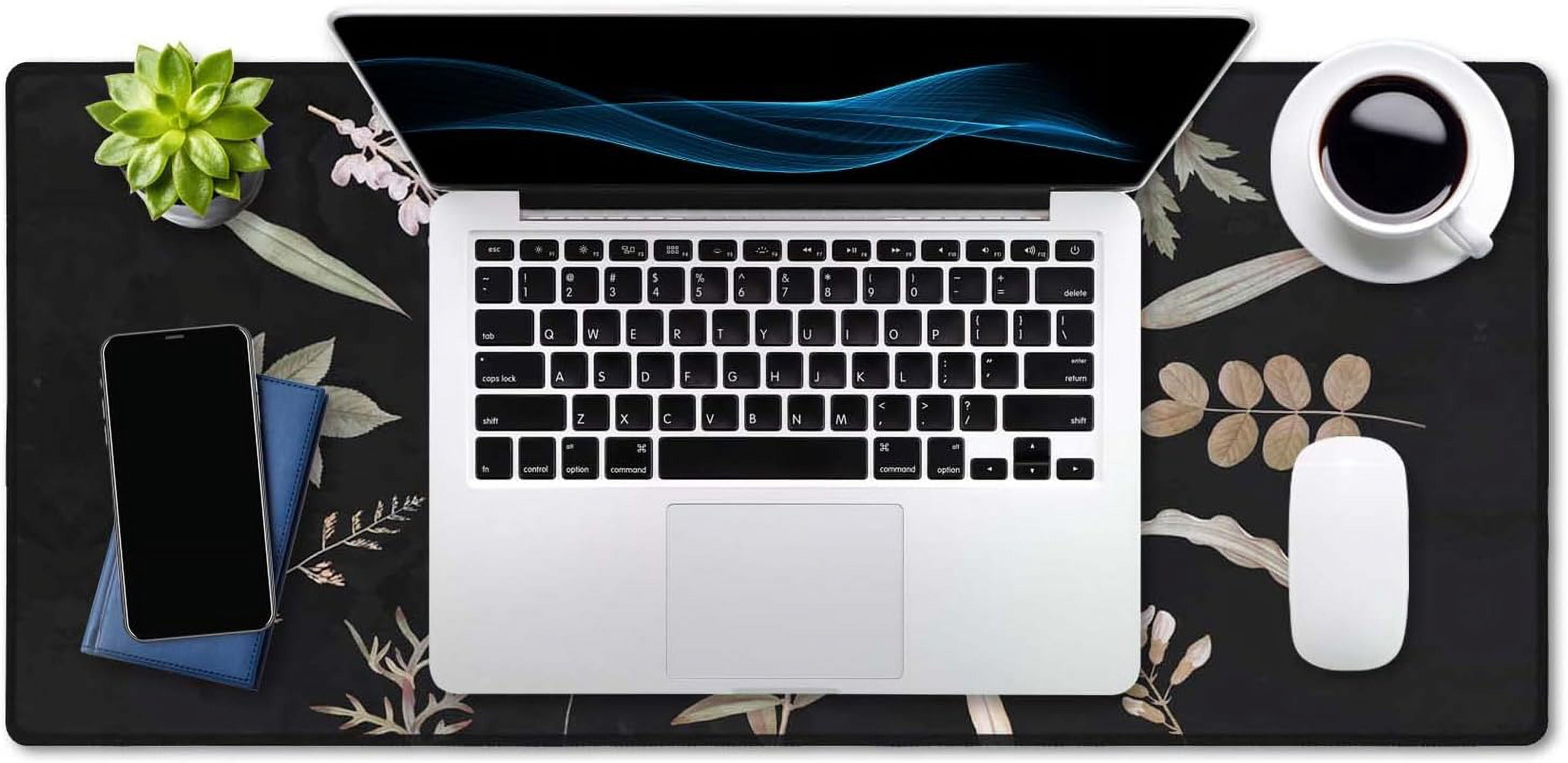 Large Mouse Pad, Full Desk XXL Extended Gaming Mouse Pad 35.5" X 15.7", Waterproof Desk Mat with Stitched Edge, Non-Slip Laptop Computer Keyboard Mousepad for Office & Home, Floral
