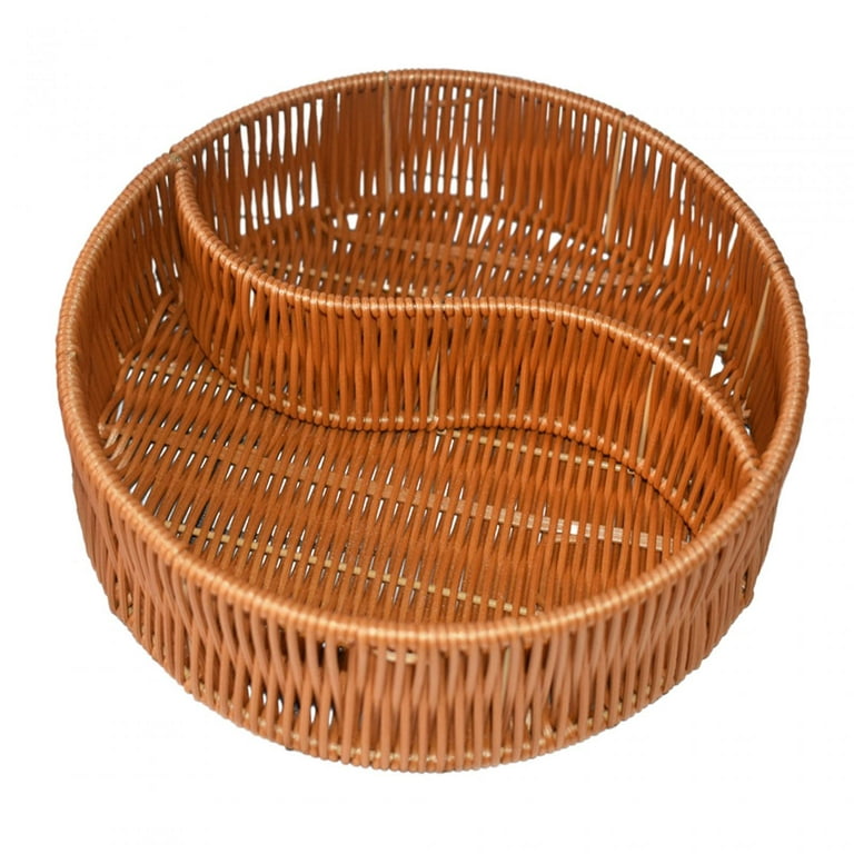 Handwoven Storage Baskets Wicker Rattan Divided Basket Organizer