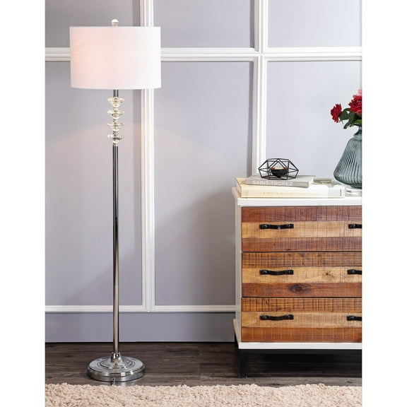 JONATHAN Y Mia 60.5" Crystal/Metal LED Floor Lamp, Clear/Chrome, JYL1045A