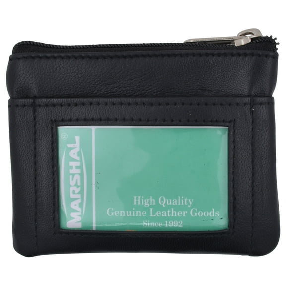 Genuine Leather Coin Change Purse With Front Id Window &Amp; Key Ring