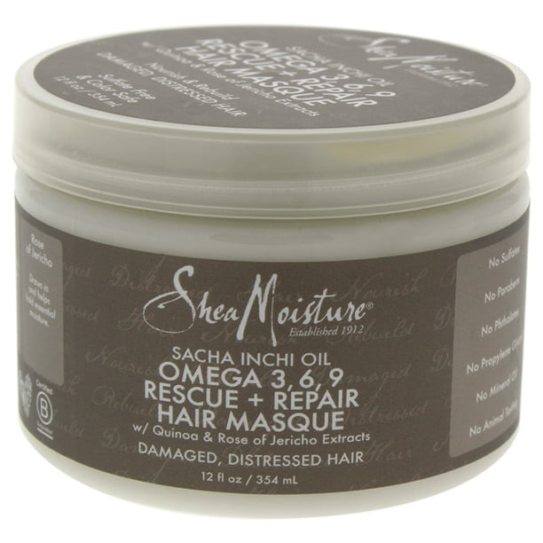Sacha Inchi Huile Oméga-3-6-9 Sauvetage et Réparation de Cheveux par Shea Moisture pour Unisexe - Masque de 12 oz