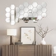 thumbnail image 3 of Etiquetas engomadas de espejo hexagonal Flexible Plástico Superficie suave Efecto reflectante Autoadhesivo Muro de pared Decoración de apartamento Paquete de 32 Yuarrent HA011891-00, 3 of 7