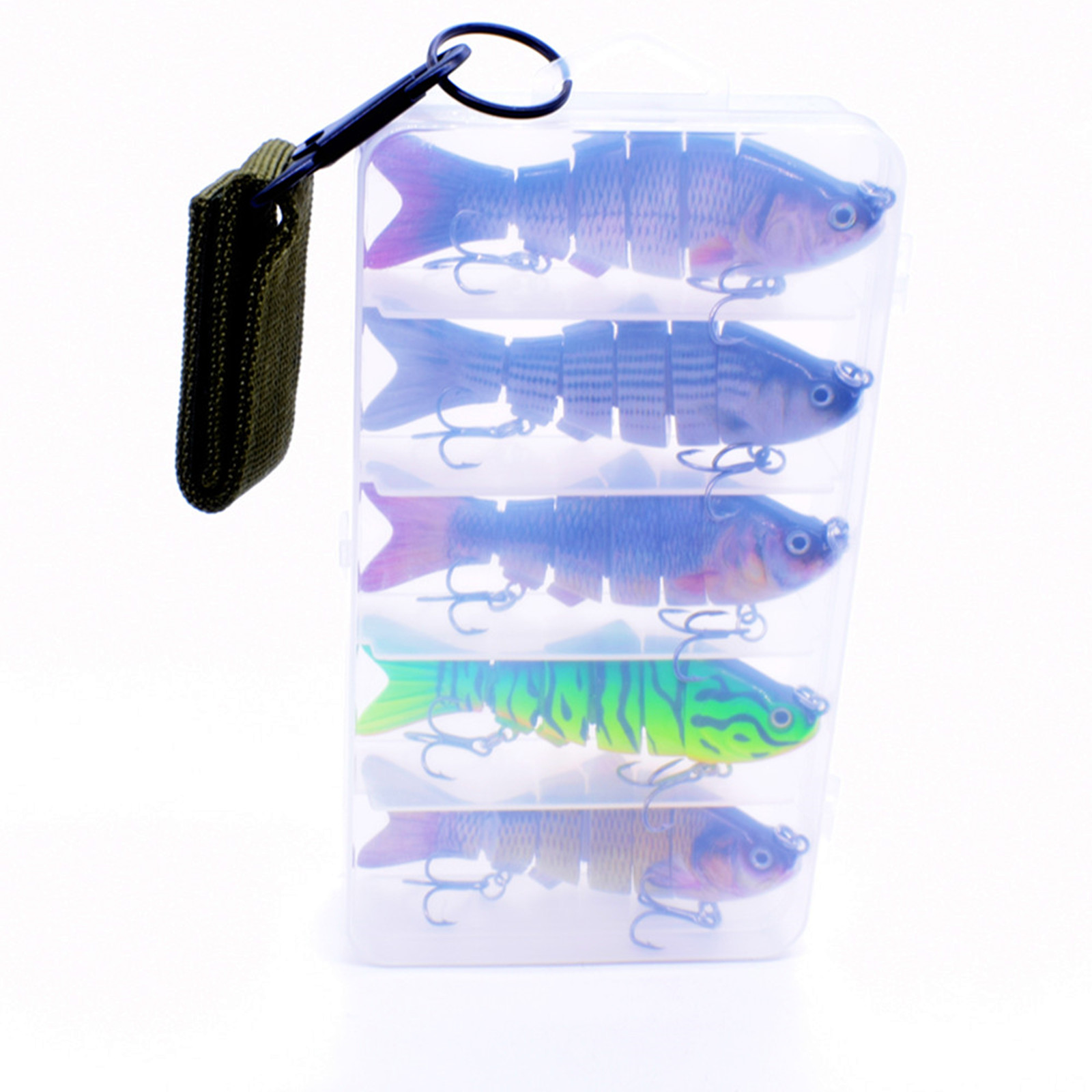 6segment 3.8inch 5pcs Fishing Lure Bait Swimbait Crankbait for Bass Muskie Pike Bass Lifelike Fish Minow Fishhook Fishing Tackle