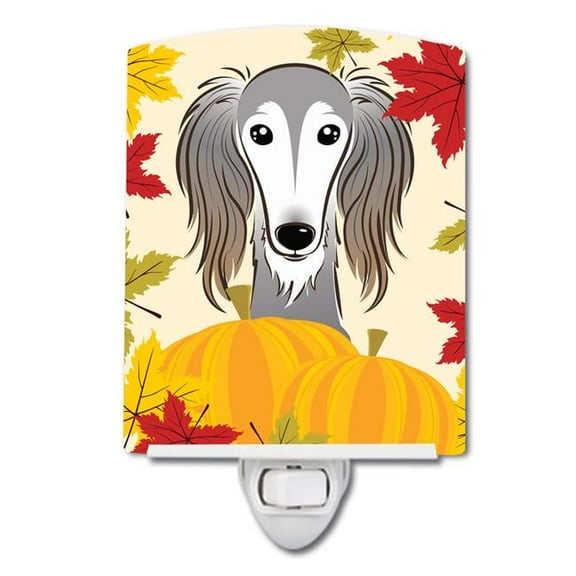 Caroline's Treasures BB2035CNL Saluki Thanksgiving Ceramic Night Light, 6x4x3", multicolor