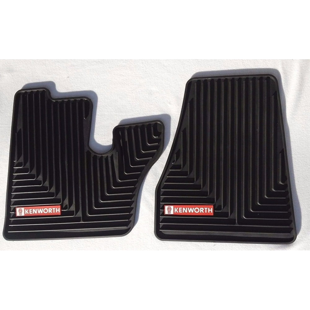Kenworth T600 660 W900 C500 OEM Black Rubber Floor Mats w/Red Logo Fits