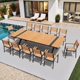 thumbnail image 3 of Crestlive Products 118" Outdoor Dining Table for 8-12, Aluminum Sturdy Frame with Umbrella Hole, Teak Wood-Grain Top, 3 of 7