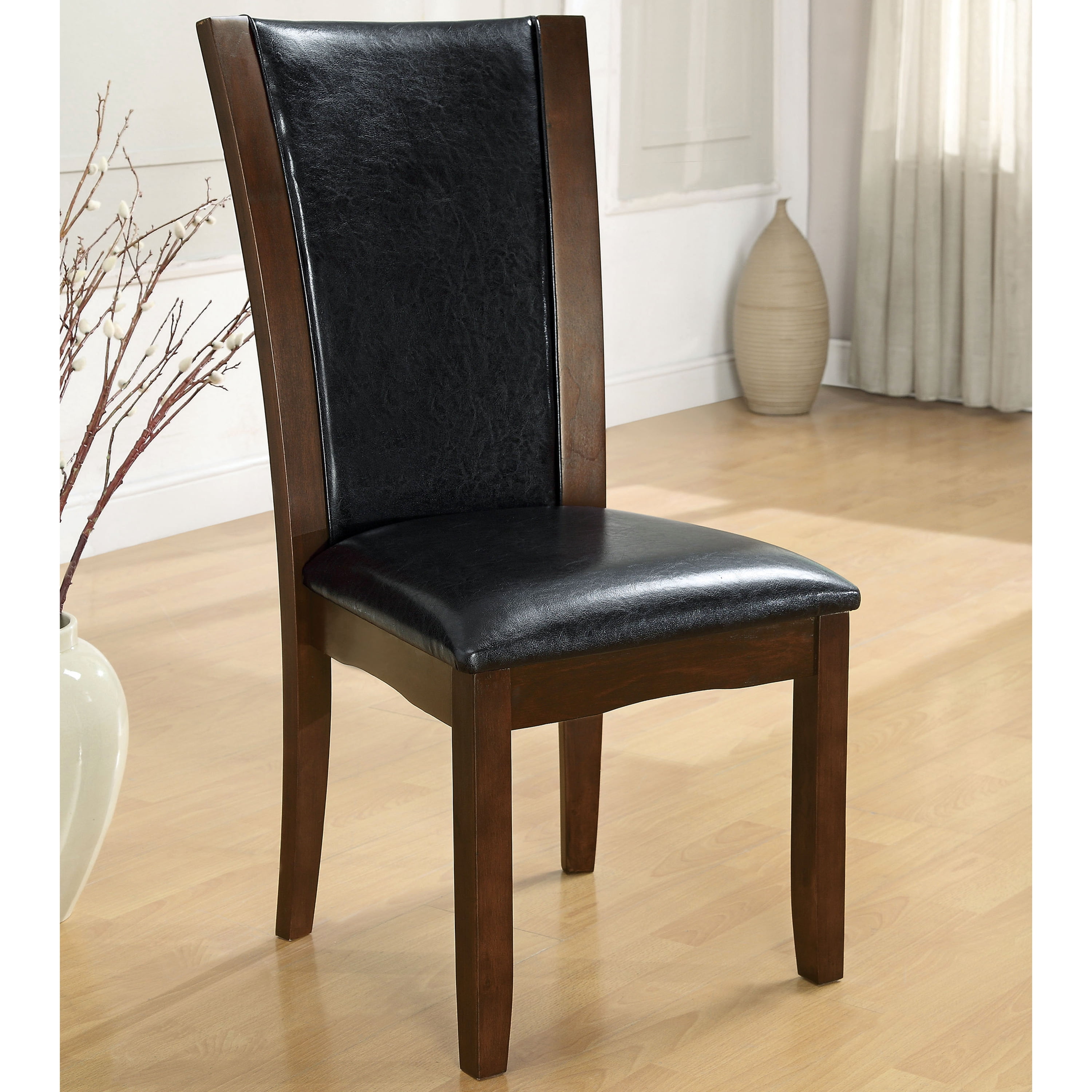 Furniture of America Longbotton Upholstered Dining Chairs - Set of 2, Black