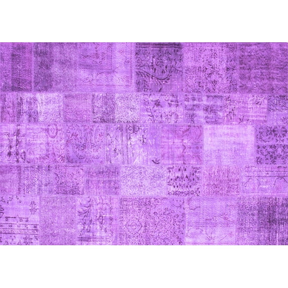 Ahgly Company Indoor Rectangle Patchwork Purple Transitional Area Rugs, 7' x 9'