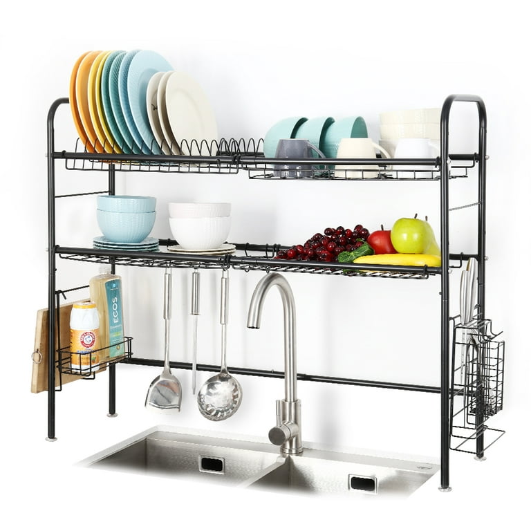 Stainless Steel 201 Over Sink Dish Rack Adjustable Dish Drainer Rack  Anti-Rust Sink Drainer Draining Rack for Kitchen