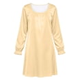 thumbnail image 5 of Auroural Girls Dress Satin Girl'S Solid Color Round Neck Long Sleeve Dress Homewear Sleeping Dress Kids, 5 of 9