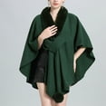 thumbnail image 2 of XFLWAM Women's Faux Shawl Wrap Stole Open Front Knit Cardigan Cape Poncho Cloak Large Scarf Blanket Coat Green, 2 of 4