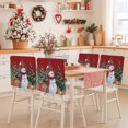 thumbnail image 2 of Christmas Snowman Chair Covers Set of 4 Pine Trees Xmas Box Deer Winter Red Snow Chair Back Covers Stretch Removable Washable Slipcovers Protector for Dining Room Kitchen Party Decor, 2 of 5