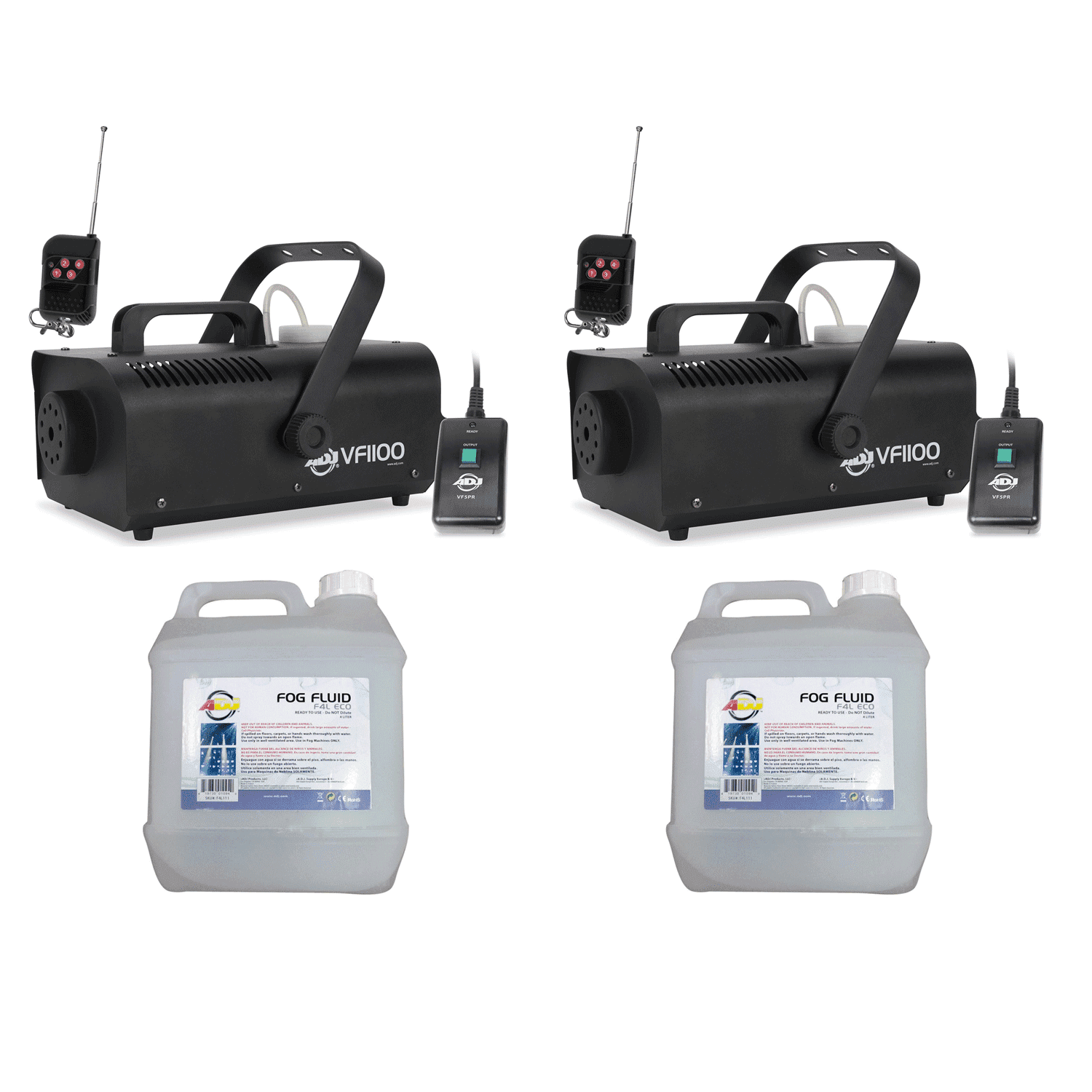 American DJ Fog Machine (2 Pack) and American DJ ECOFOG 4 Liters (2