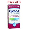 Opcon-A Allergy Eye Drops by Bausch + Lomb, for Itch and Redness Relief, Red and Itchy Eyes Antihistamine Eye Drop, Clinically Proven Treatment, 0.5 Fl Oz, Pack of 3