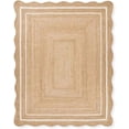 thumbnail image 2 of Natural Jute Area Rug with Scalloped Edges and Double Border Handwoven Floor Mat for Living Room, Bedroom Decor White 6 x 8 ft, 2 of 5