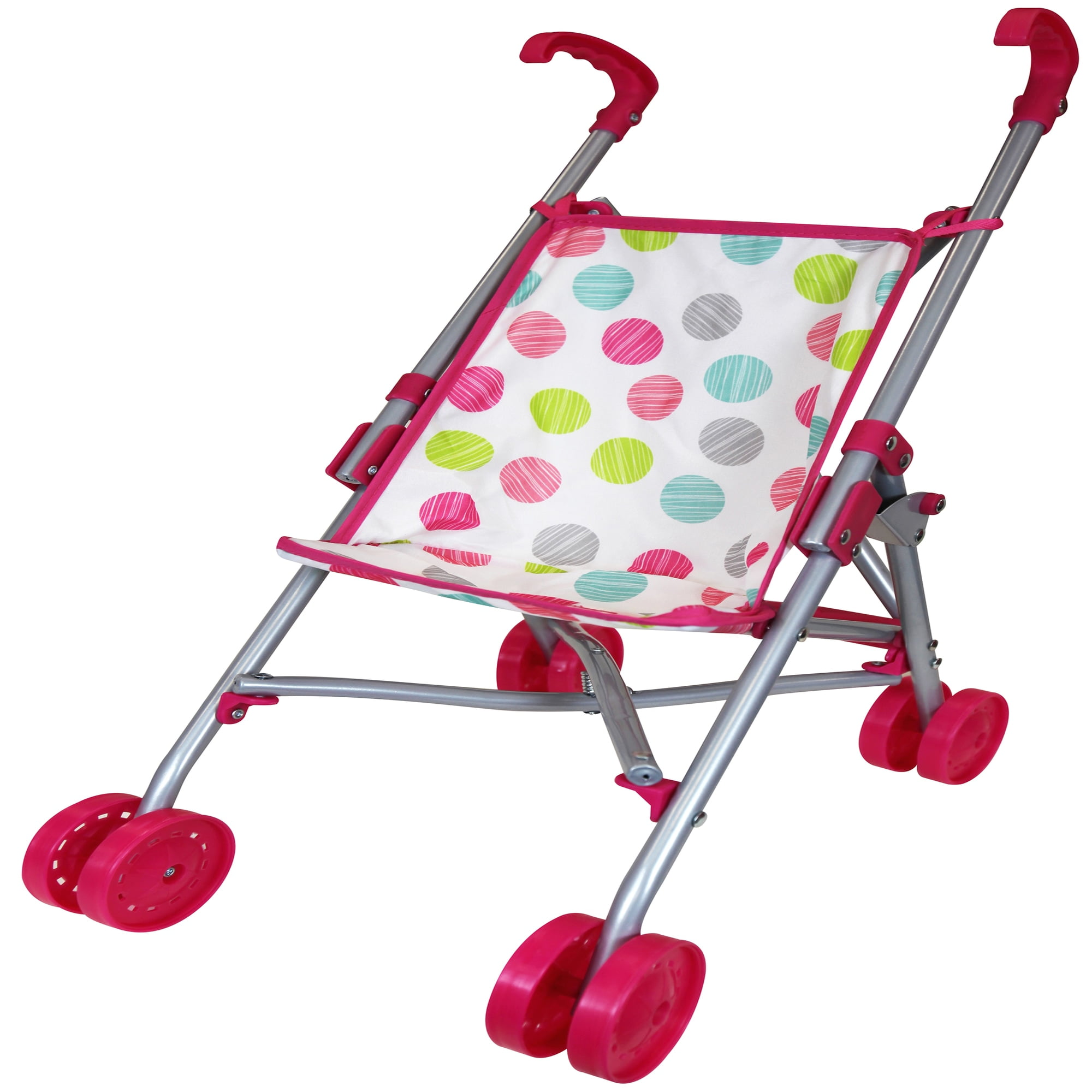 Lissi: 12" Baby Doll & Push-Carry Travel Set - Pink Elephant Onesie, Car Seat, Folding Umbrella Stroller, Feeding Bottle, Roleplay Toy, Kids 3+