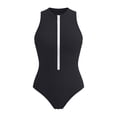 thumbnail image 5 of WEIGFI Womens Swimsuit One-Piece Diving Training Zipper Athletic Bathing Suit Surf Sleeveless Crew Neck Beachwear Solid Color Lovely Pool Swimsuit,Black,L, 5 of 5