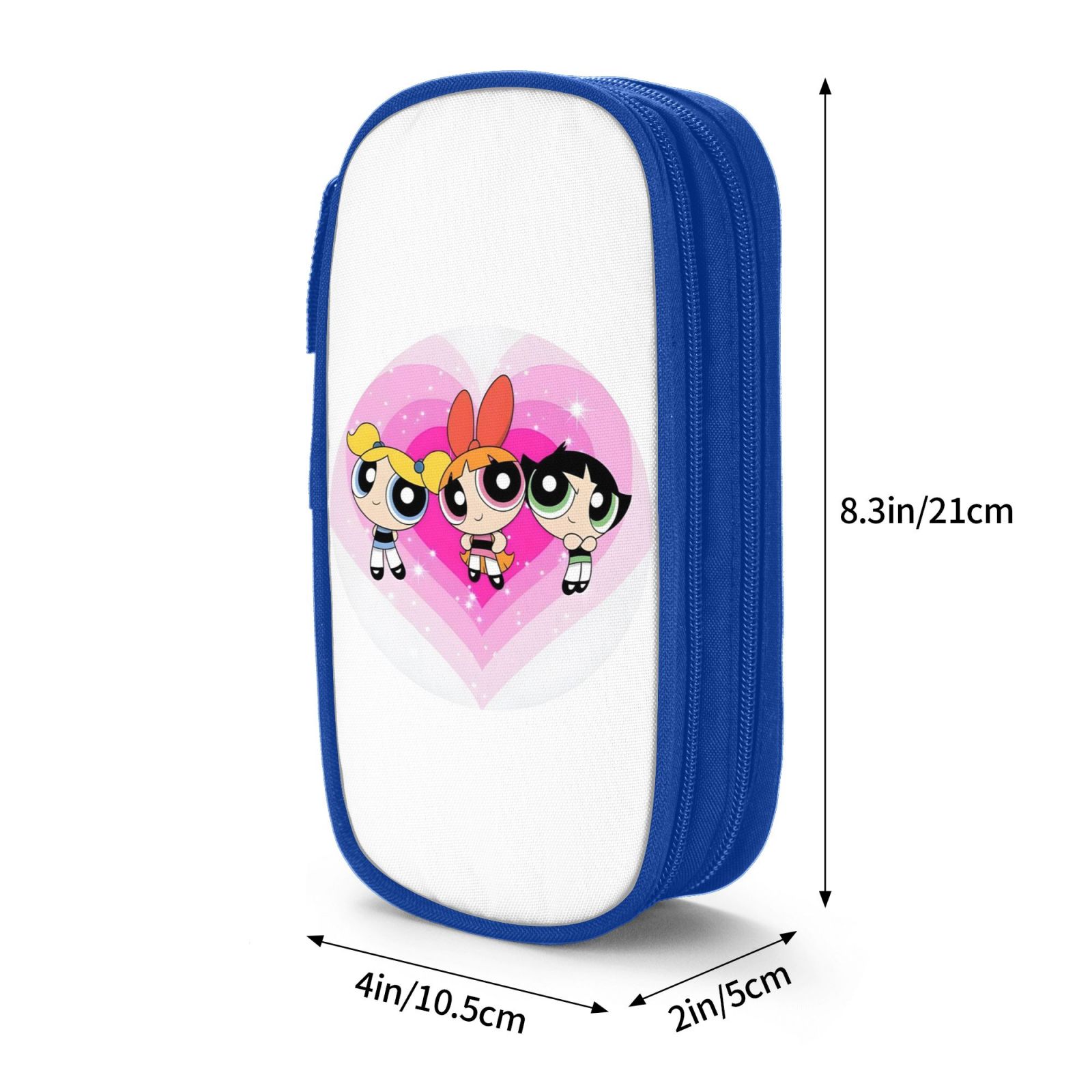 The Powerpuff Gi-rls Pencil Case Large Capacity Pencil Pouch Penbag Office Stationery Organizer Travel Makeup Bag Blue