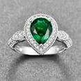 thumbnail image 3 of Womens Halo Engagement Rings With 925 Sterling Silver Pear Cut Created Emerald May Birthstone Cubic Zirconia CZ, 3 of 4