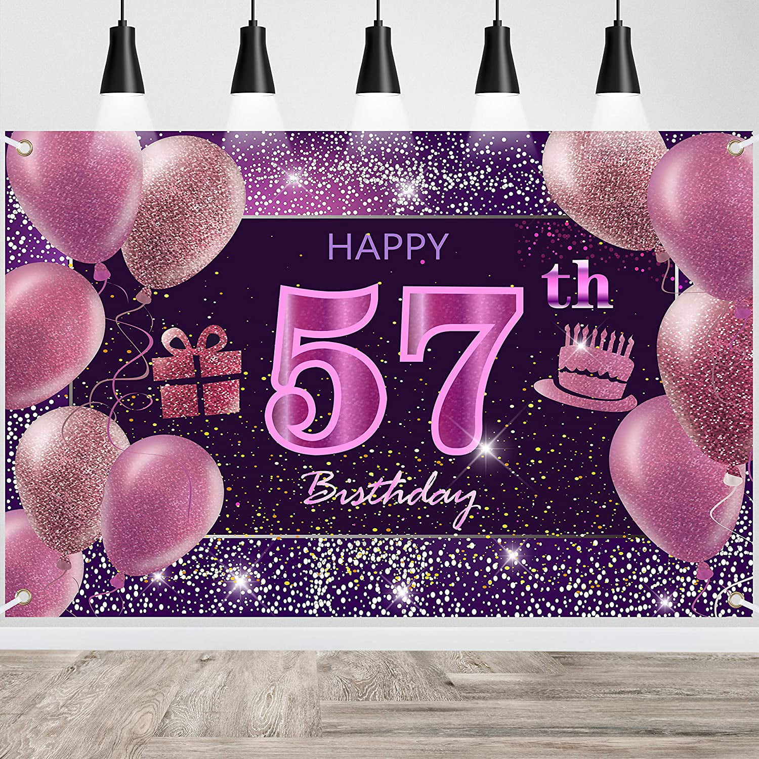 x2 Personalised Birthday Banner Floral Children Kids Party Decoration Poster 57 