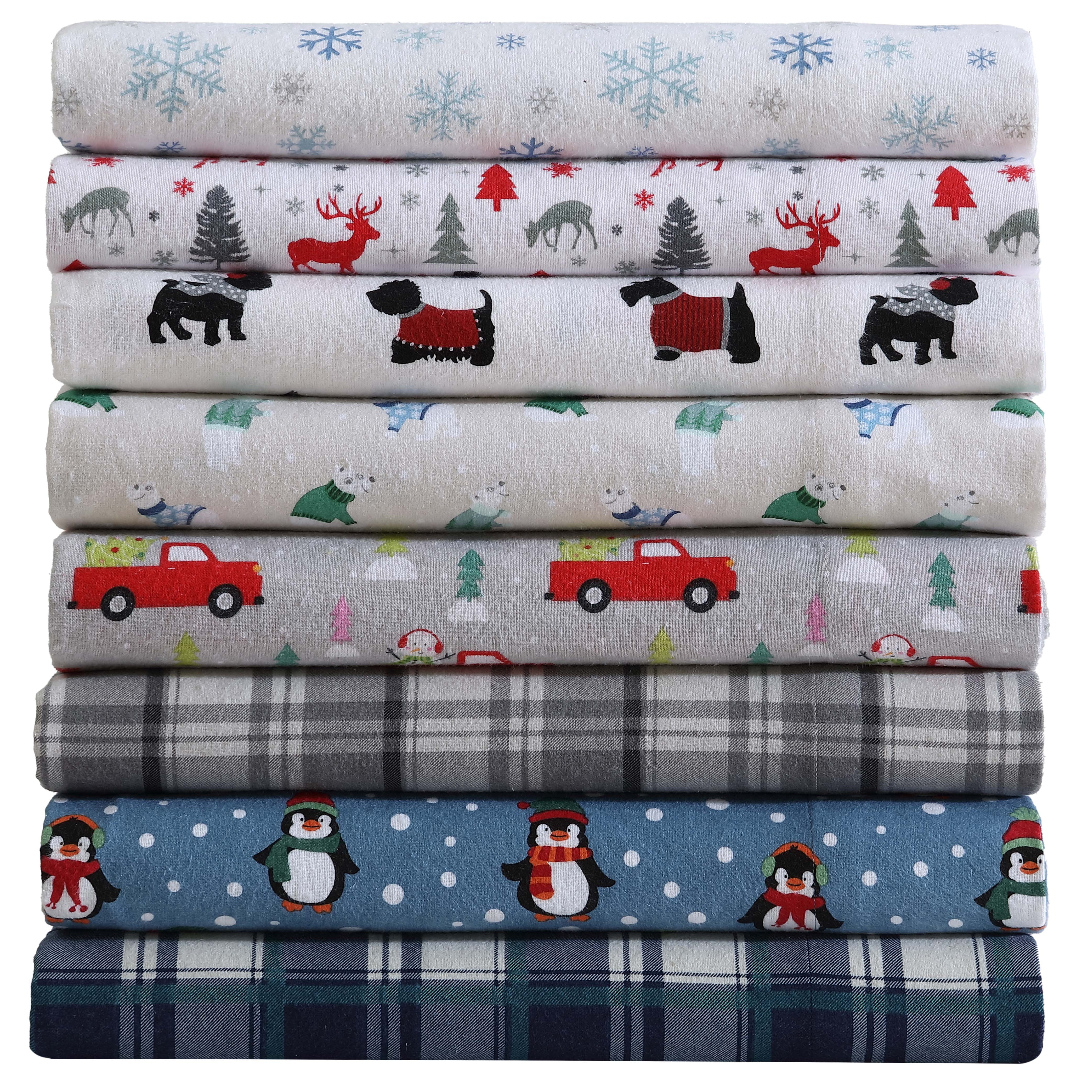 Winter Nights Cotton Flannel Sheet Set, Queen, Warm Doggies