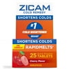 Zicam Cold Remedy Zinc Rapidmelts, Cherry Flavor, Homeopathic Cold Shortening Medicine, 25 Count