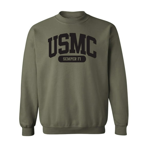 USMC Semper Fi Crewneck Sweatshirt in Military Green