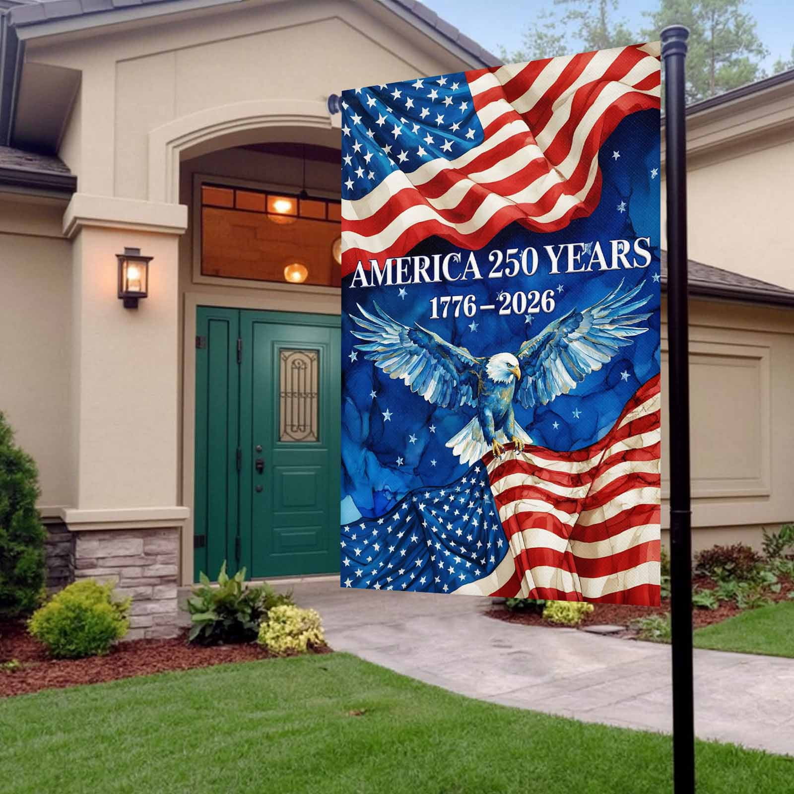 4th of July Garden Flags America 250 Years Garden Flag Double Sided Welcome Flag Majestic Eagle USA Flag Independence Day Yard Flags for Outdoor Lawn Porch Memorial Day Holiday Decor 28x40 Inch