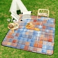 thumbnail image 6 of Colored Grid Geometry Picnic Blanket Waterproof Outdoor Beach Blanket Hand-held Pad Suitable for Travel, Camping, Beach, Family Gatherings, 6 of 7