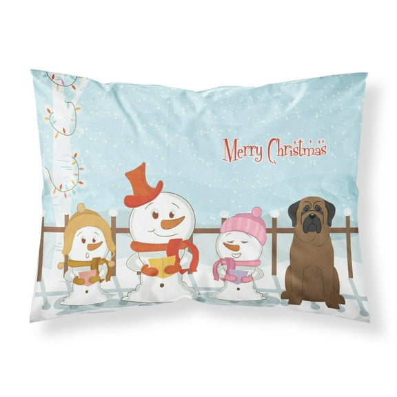 Merry Christmas Carolers Bullmastiff Fabric Standard Pillowcase