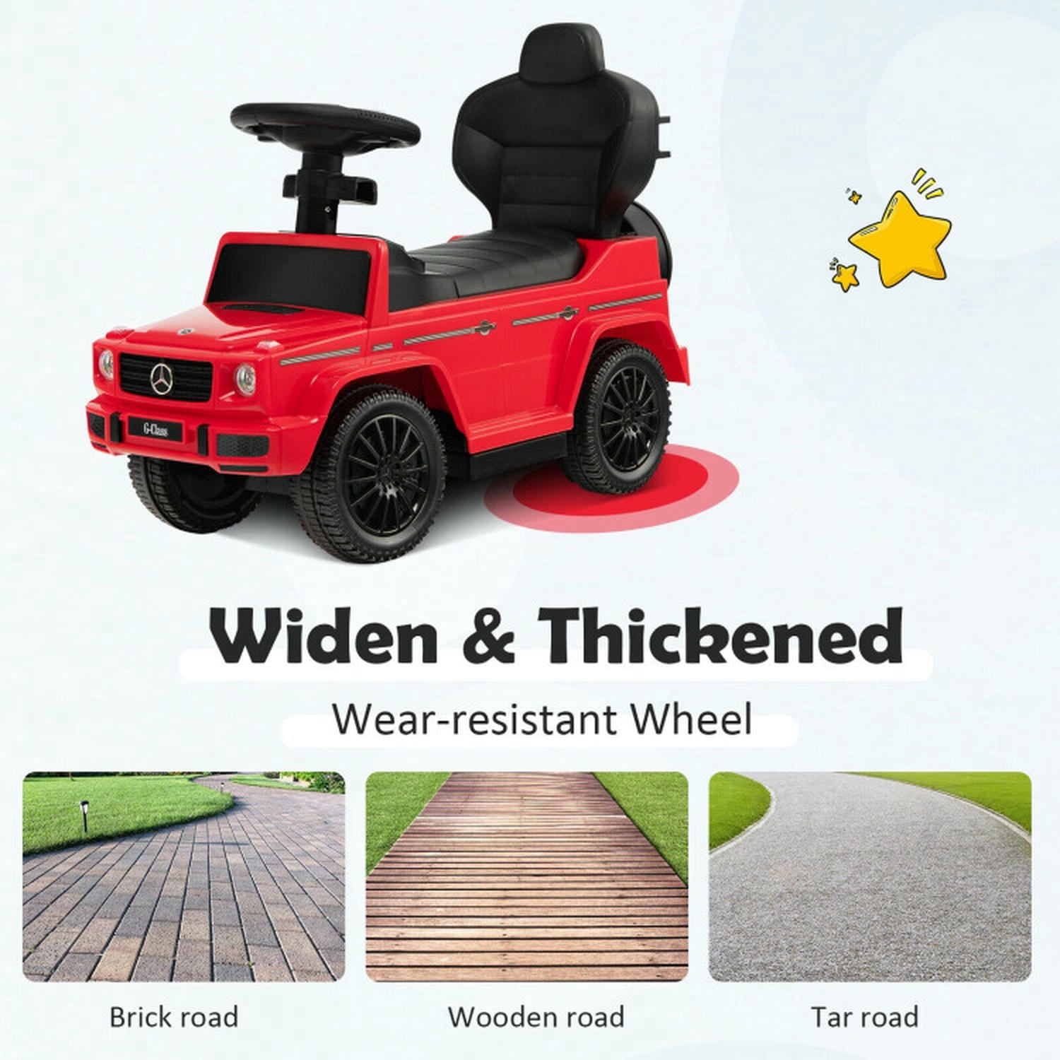 Lowestbest Toddler Push Car, Kids Ride On Push Car,3-In-1 Kids Ride on Mercedes Benz G350 Push Car with Canopy,Red