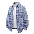 thumbnail image 1 of Blusa y camisa de manga larga con cuello vuelto para hombre, moda informal, botones, bolsillo enrejado, cuello vuelto, camisa de manga larga para hombre, abrigo de poliéster, 1 of 3