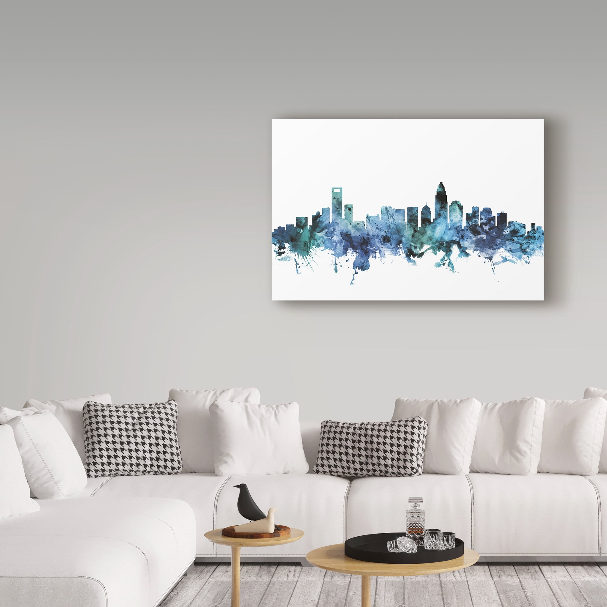 Trademark Fine Art 'Charlotte NC Blue Teal Skyline' Canvas Art by Michael Tompsett