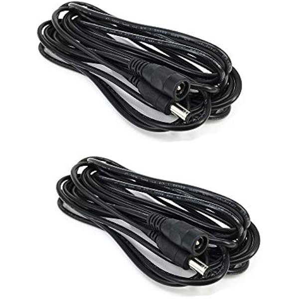 Chenchen 2pcs/Pack 5m/16.4ft Black 5.5mm x 2.5mm DC Plug Extension Cable Extension Cable Cord with Male to Female 2.5mm x 5.5mm Connectors Power 12V 5.5mm x 2.5mm Barrel Male Plug Connector