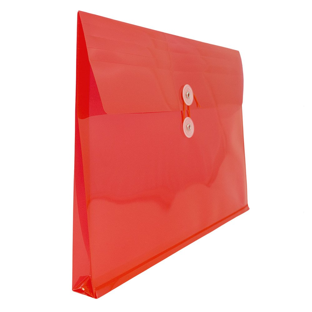 JAM Paper Plastic Envelopes with Button & String Tie Closure, Legal Booklet, 9 3/4 x 14 1/2, Red, 3/Pack