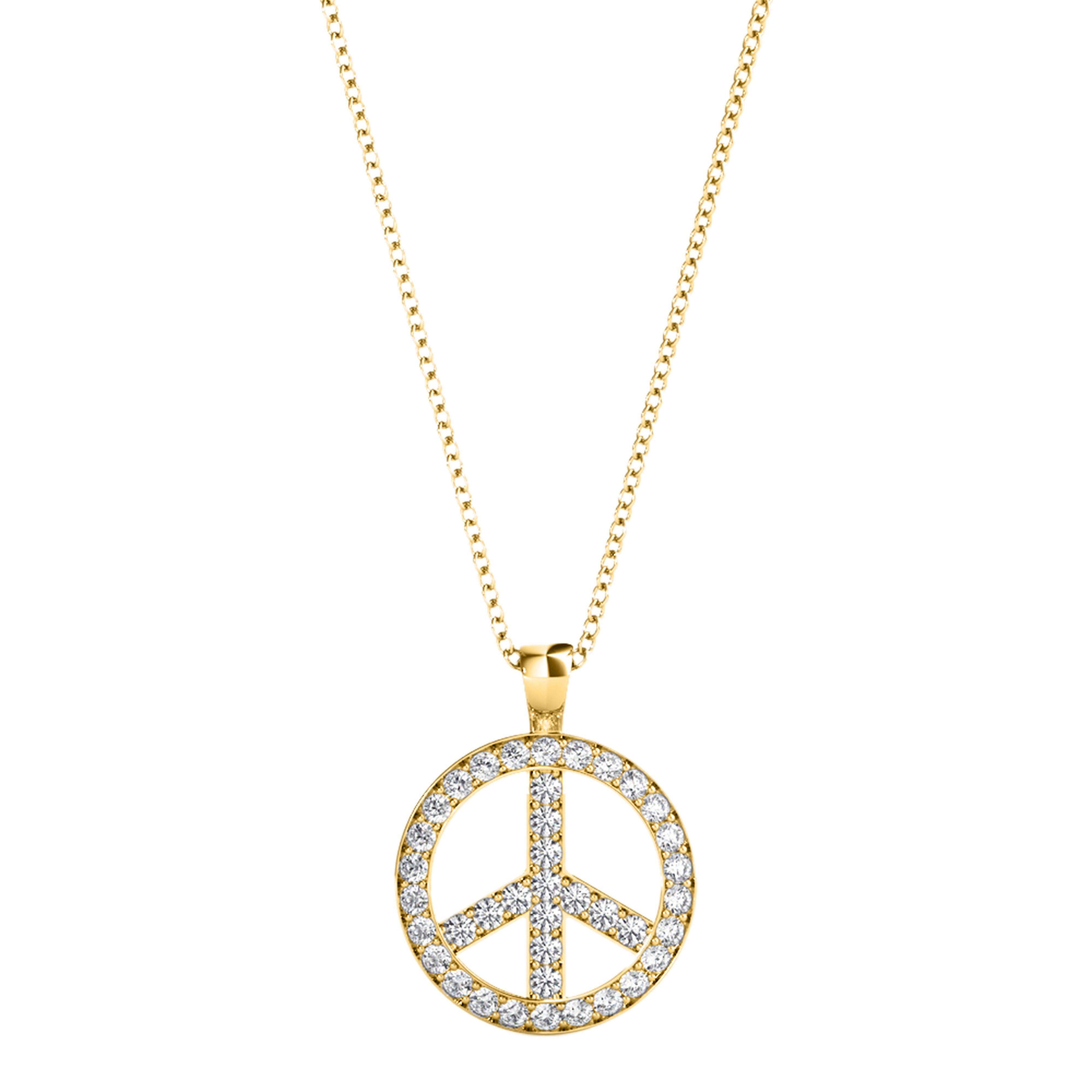 Peace Sign Diamond Necklace