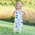 thumbnail image 4 of Girls Kids Floral Sleeveless Summer Romper Harem Jumpsuit with Adjustable Straps Blue Spring Summer,Size 4 T, 4 of 6