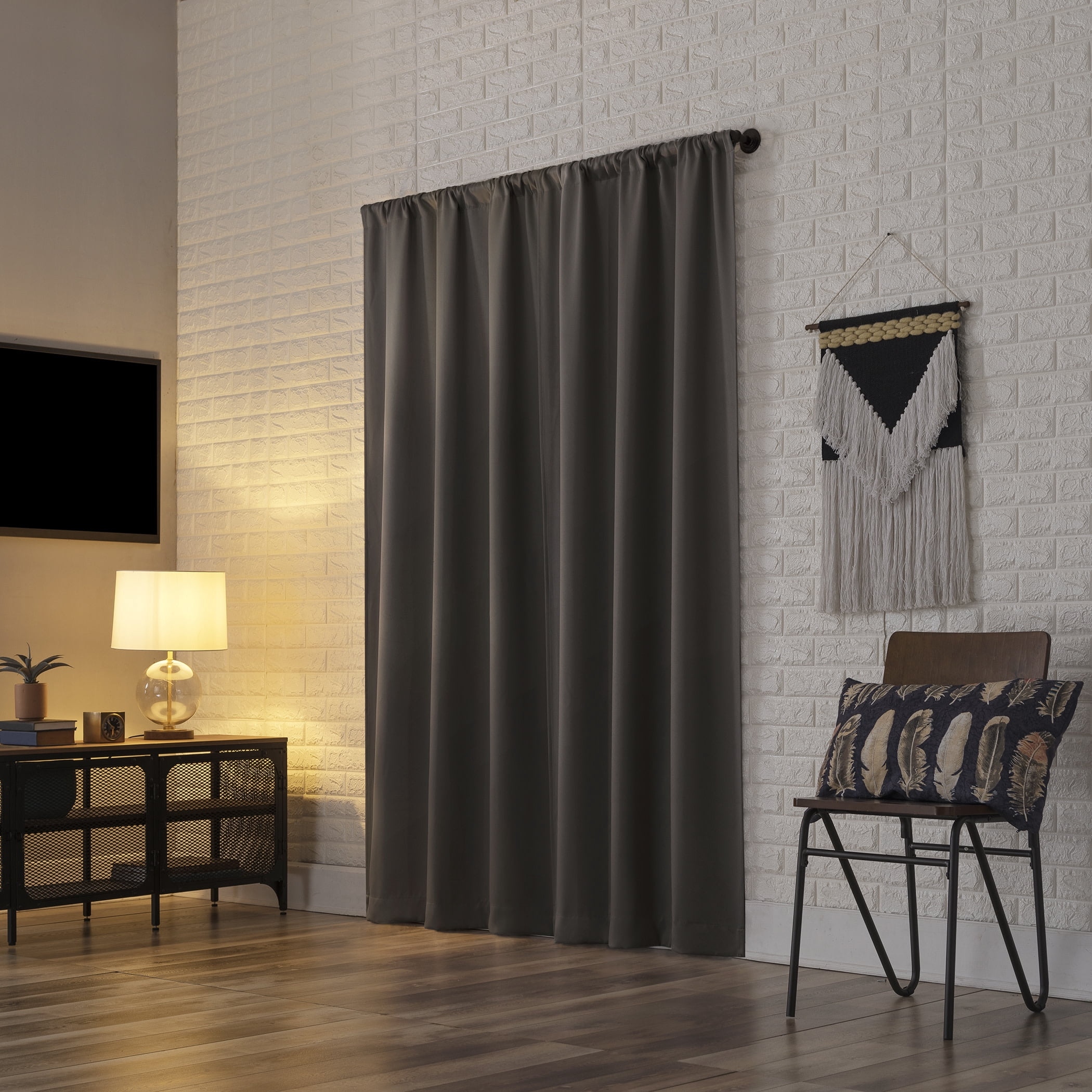 Sun Zero Bergen Theater Grade Extreme 100% Blackout Rod Pocket Curtain Panel, 40"X63", Grey