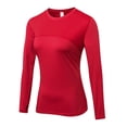 thumbnail image 1 of TOPTIE Tee-Shirt d'Entraînement pour Femmes Manches Longues Yoga Course Gym Sport T-Shirt-Rouge-TG, 1 of 5