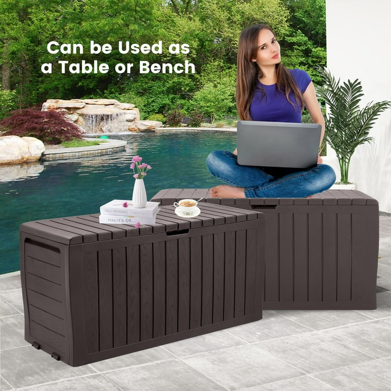 Seizeen 75GAL Outdoor Storage Deck Box, All-weather Patio Bench