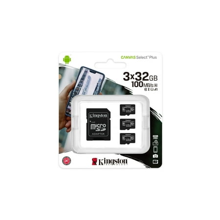 UPC: 0740617298895 | Kingston 32GB 3-Pack microSDHC Canvas Select Plus 100MB/s Read A1 Class 10 UHS-I Memory Card + Adapter SDCS2/32GB