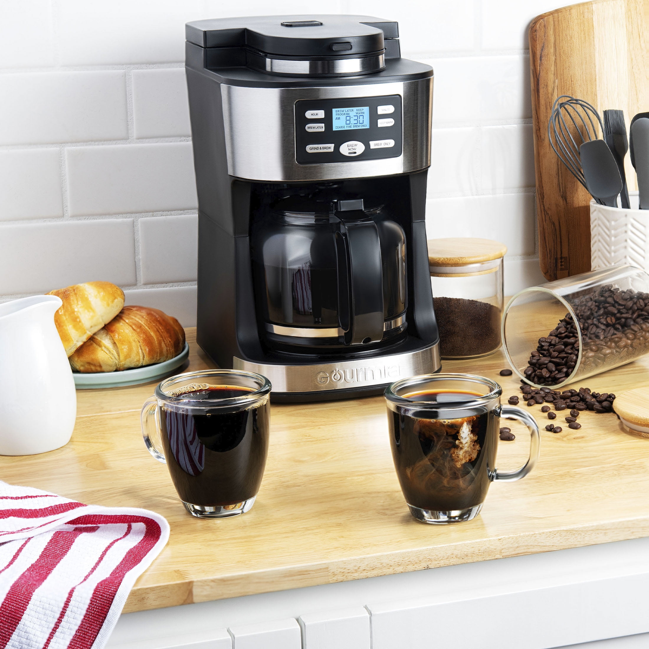 Gourmia 2-in-1 Single Serve Pod + 12-Cup Coffee Maker with Adjustable Up to 4-Hour Keep Warm