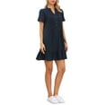 thumbnail image 4 of INSPIRE CHIC Babydoll Dress for Womens V Neck Short Sleeve Textured Ruffle Hem Tunic Dresses XS Navy Blue, 4 of 6