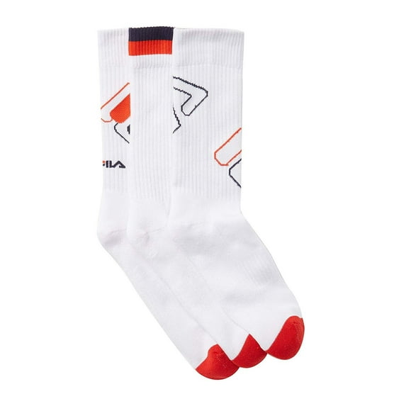 Fila Men's 3-Pack Heritage New Logo Crew Socks White